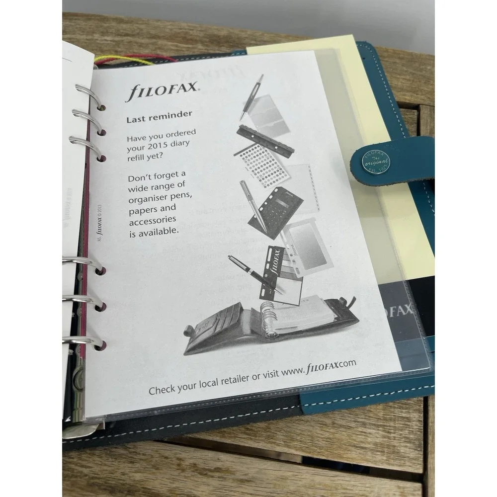 Filofax The Original A5 Leather Planner Organizer Teal Ring Binder Agenda